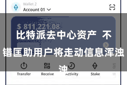 比特派去中心资产 不错匡助用户将走动信息浑浊